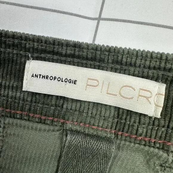 Anthropologie Pilcro Pants Womens 28 Green Moss Corduroy Trouser Bootcut Slim - Picture 4 of 15
